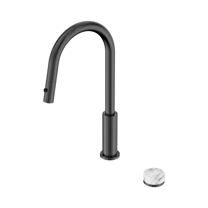 Serenity Progressive Pull Out Kitchen Set With Arabescato Corchia Handle Gun Metal — Gunmetal, Kitchen Mixers & Taps