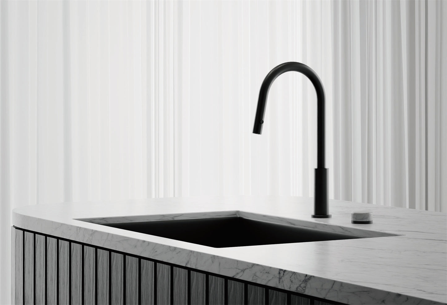 SERENITY PROGRESSIVE PULL OUT KITCHEN SET WITH ARABESCATO CORCHIA HANDLE MATTE BLACK