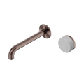 SERENITY PROGRESSIVE WALL BASIN MIXER 160/185/220MM SPOUT WITH CARRARA HANDLE BRUSHED BRONZE