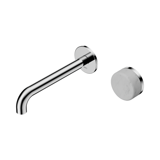SERENITY PROGRESSIVE WALL BASIN MIXER 160/185/220MM SPOUT WITH CARRARA HANDLE CHROME