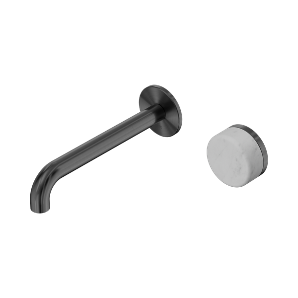 SERENITY PROGRESSIVE WALL BASIN MIXER 160/185/220MM SPOUT WITH CARRARA HANDLE GUN METAL