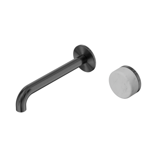 SERENITY PROGRESSIVE WALL BASIN MIXER 160/185/220MM SPOUT WITH CARRARA HANDLE GUN METAL