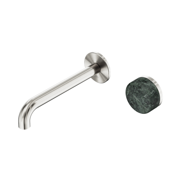 SERENITY PROGRESSIVE WALL BASIN MIXER 160/185/220MM SPOUT WITH VERDE ALPI HANDLE BRUSHED NICKEL