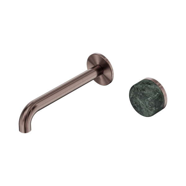 SERENITY PROGRESSIVE WALL BASIN MIXER 160/185/220MM SPOUT WITH VERDE ALPI HANDLE BRUSHED BRONZE