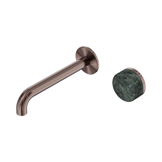 SERENITY PROGRESSIVE WALL BASIN MIXER 160/185/220MM SPOUT WITH VERDE ALPI HANDLE BRUSHED BRONZE