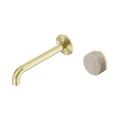 SERENITY PROGRESSIVE WALL BASIN MIXER 160/185/220MM SPOUT WITH ROME TRAVERTINE HANDLE BRUSHED GOLD