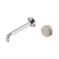 SERENITY PROGRESSIVE WALL BASIN MIXER 160/185/220MM SPOUT WITH ROME TRAVERTINE HANDLE BRUSHED NICKEL