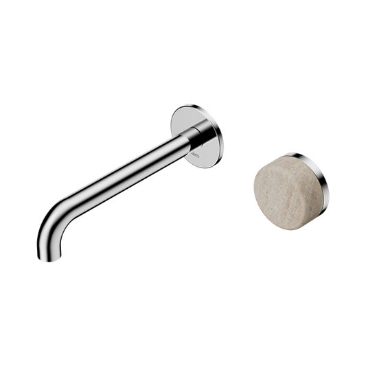 SERENITY PROGRESSIVE WALL BASIN MIXER 160/185/220MM SPOUT WITH ROME TRAVERTINE HANDLE CHROME
