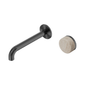 SERENITY PROGRESSIVE WALL BASIN MIXER 160/185/220MM SPOUT WITH ROME TRAVERTINE HANDLE GUN METAL