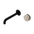 SERENITY PROGRESSIVE WALL BASIN MIXER 160/185/220MM SPOUT WITH ROME TRAVERTINE HANDLE MATTE BLACK