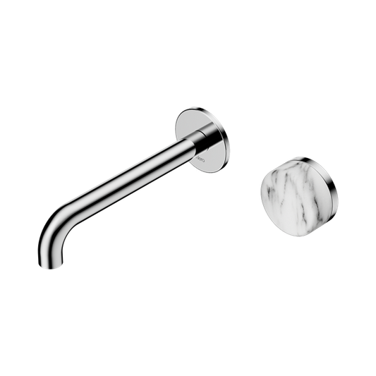 SERENITY PROGRESSIVE WALL BASIN MIXER 160/185/220MM SPOUT WITH ARABESCATO CORCHIA HANDLE CHROME
