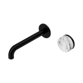 SERENITY PROGRESSIVE WALL BASIN MIXER 160/185/220MM SPOUT WITH ARABESCATO CORCHIA HANDLE MATTE BLACK