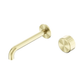 SERENITY PROGRESSIVE WALL BASIN MIXER 160/185/220MM SPOUT WITH METAL HANDLE BRUSHED GOLD