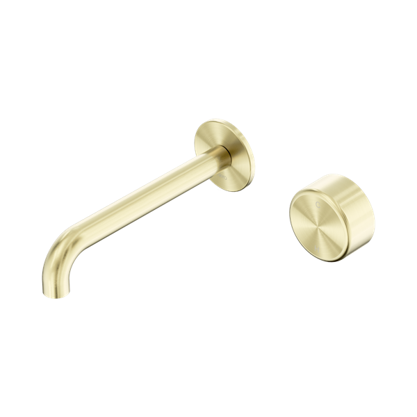 SERENITY PROGRESSIVE WALL BASIN MIXER 160/185/220MM SPOUT WITH METAL HANDLE BRUSHED GOLD