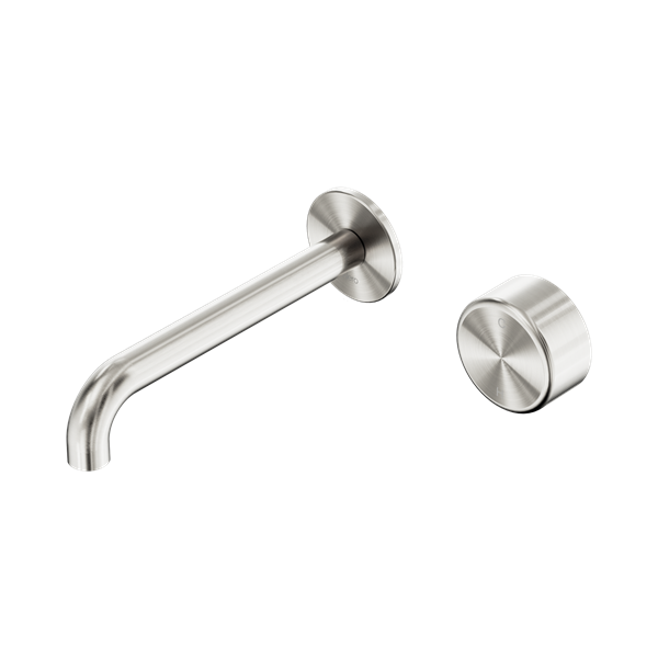 SERENITY PROGRESSIVE WALL BASIN MIXER 160/185/220MM SPOUT WITH METAL HANDLE BRUSHED NICKEL