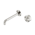 SERENITY PROGRESSIVE WALL BASIN MIXER 160/185/220MM SPOUT WITH METAL HANDLE BRUSHED NICKEL