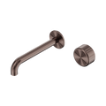 SERENITY PROGRESSIVE WALL BASIN MIXER 160/185/220MM SPOUT WITH METAL HANDLE BRUSHED BRONZE