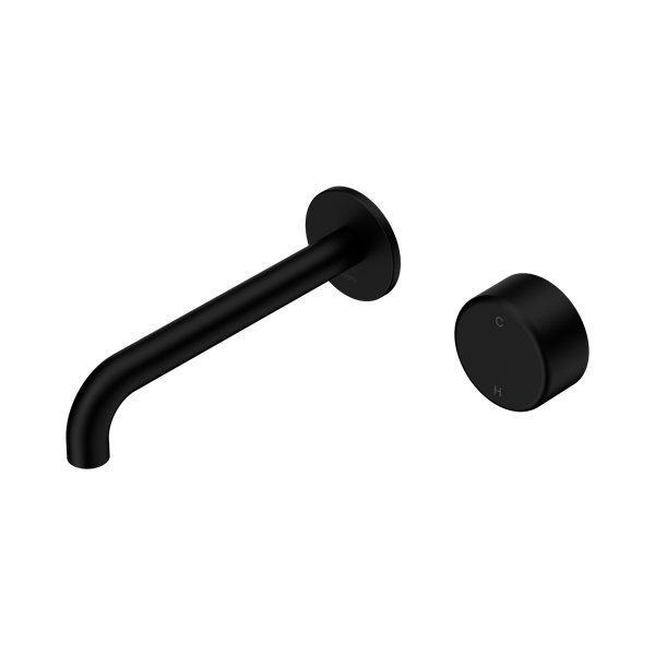 SERENITY PROGRESSIVE WALL BASIN MIXER 160/185/220MM SPOUT WITH METAL HANDLE MATTE BLACK