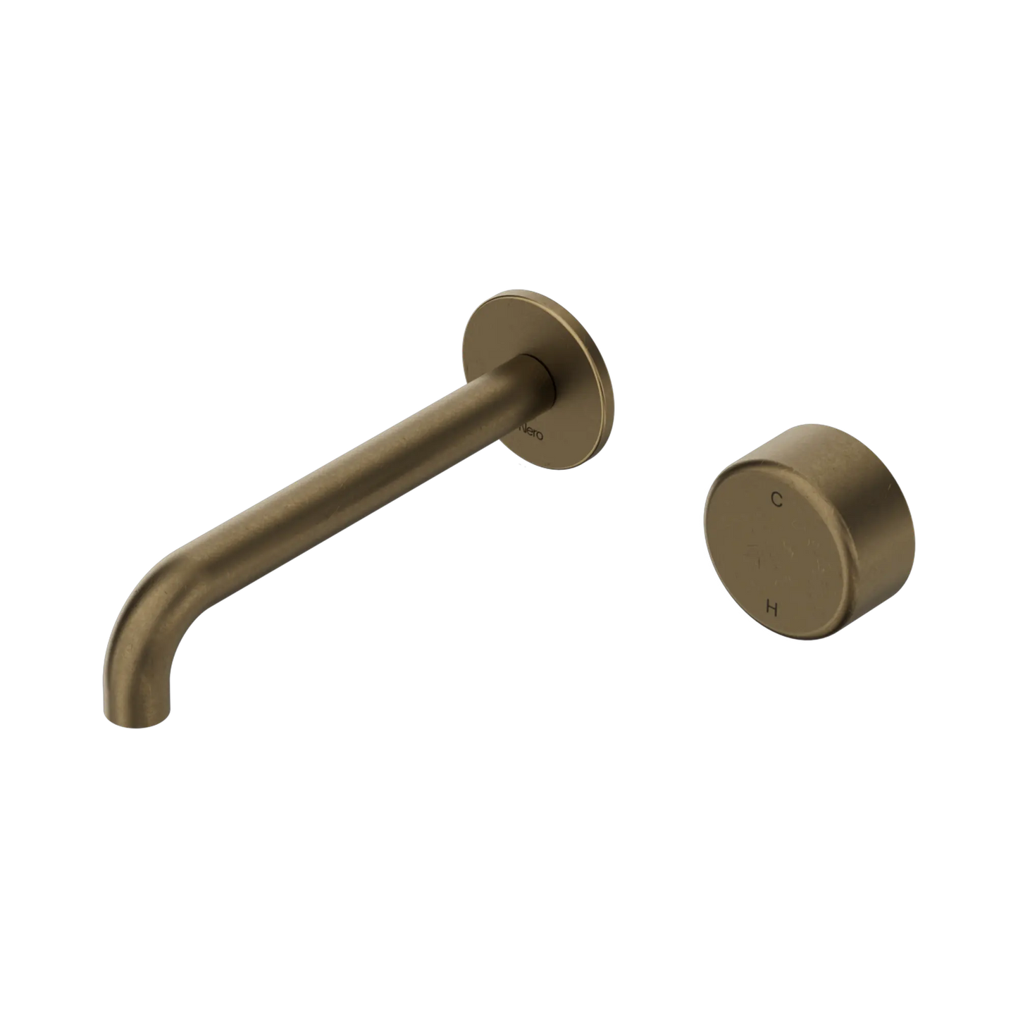Serenity Progressive Wall Basin Mixer 185/220mm Spout With Metal Handle Tumbled Antique Brass