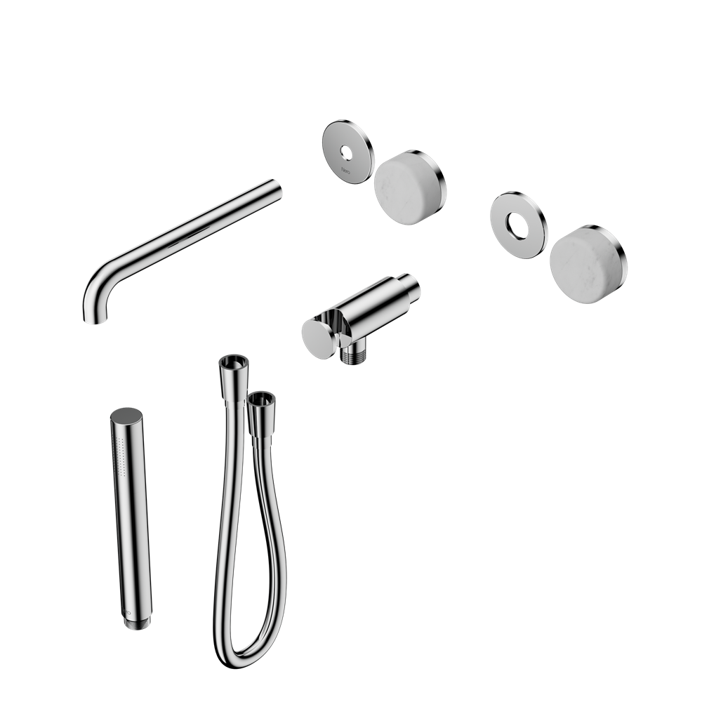 SERENITY PROGRESSIVE SHOWER SYSTEM WITH SPOUT WITH CARRARA HANDLE AND SLIM SHOWER TRIM KIT ONLY CHROME