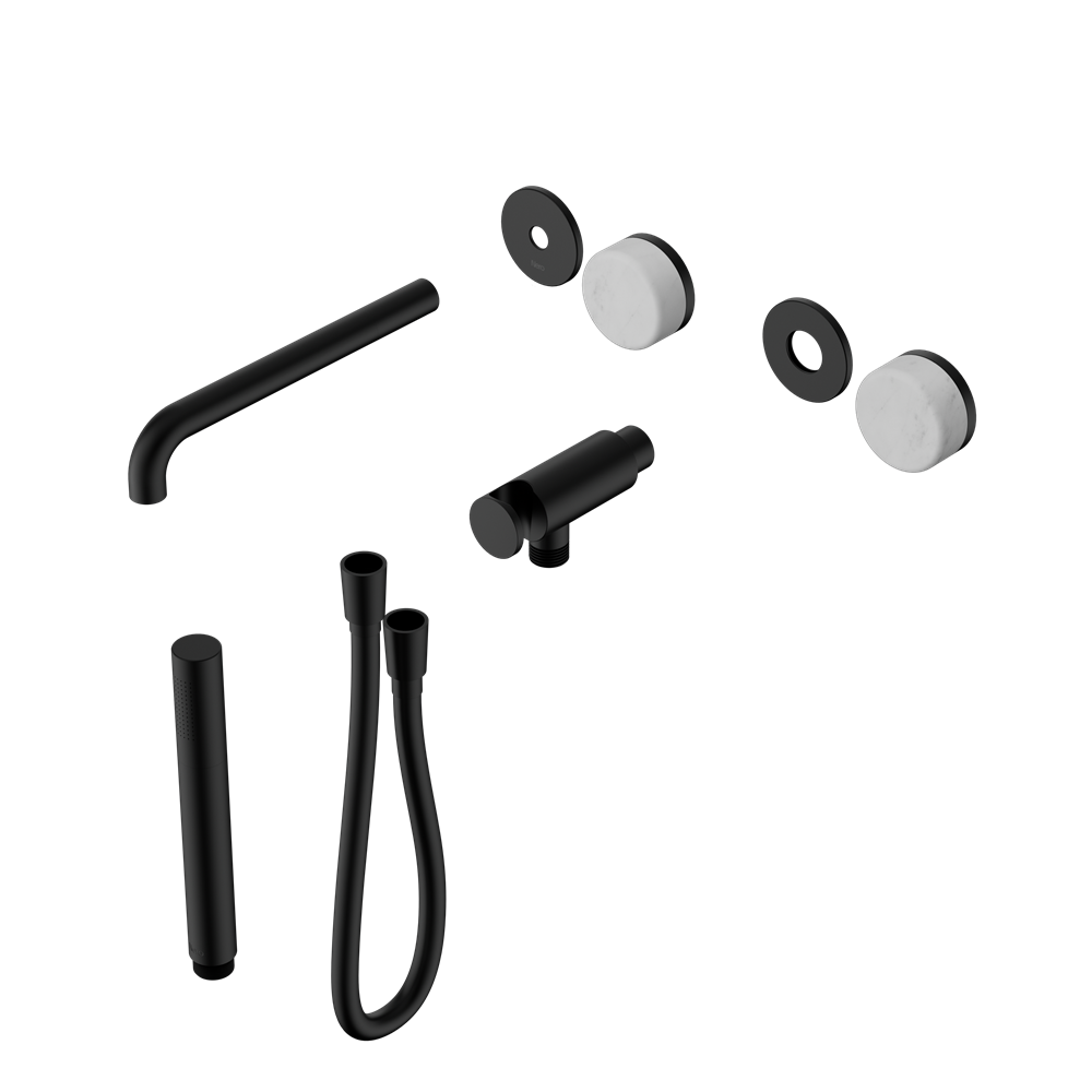 SERENITY PROGRESSIVE SHOWER SYSTEM WITH SPOUT WITH CARRARA HANDLE AND SLIM SHOWER TRIM KIT ONLY MATTE BLACK