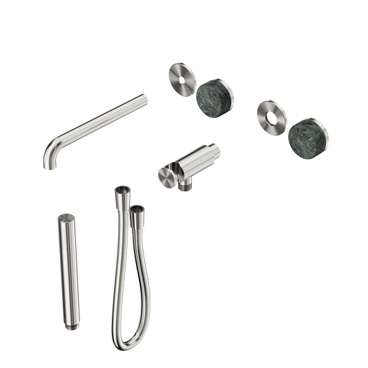 SERENITY PROGRESSIVE SHOWER SYSTEM WITH SPOUT WITH VERDE ALPI HANDLE AND SLIM SHOWER TRIM KIT ONLY BRUSHED NICKEL