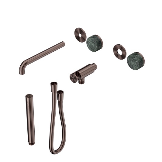 SERENITY PROGRESSIVE SHOWER SYSTEM WITH SPOUT WITH VERDE ALPI HANDLE AND SLIM SHOWER TRIM KIT ONLY BRUSHED BRONZE