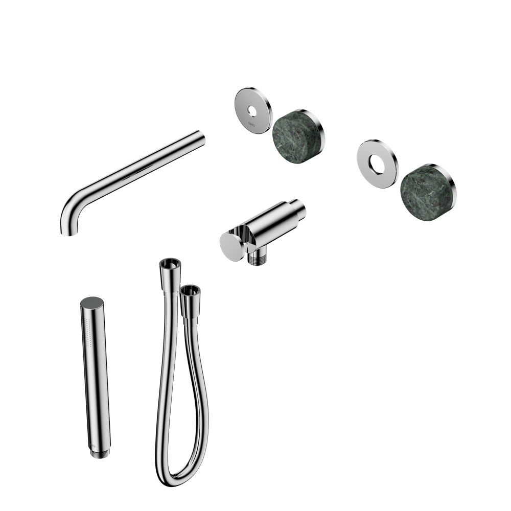 SERENITY PROGRESSIVE SHOWER SYSTEM WITH SPOUT WITH VERDE ALPI HANDLE AND SLIM SHOWER TRIM KIT ONLY CHROME