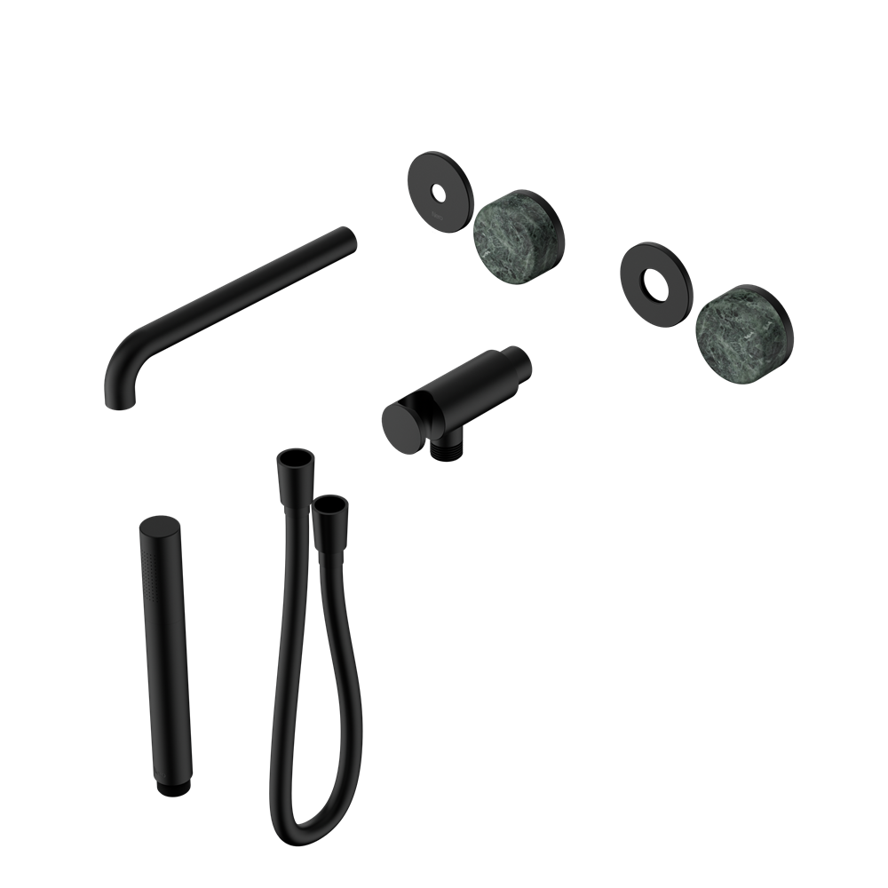 SERENITY PROGRESSIVE SHOWER SYSTEM WITH SPOUT WITH VERDE ALPI HANDLE AND SLIM SHOWER TRIM KIT ONLY MATTE BLACK