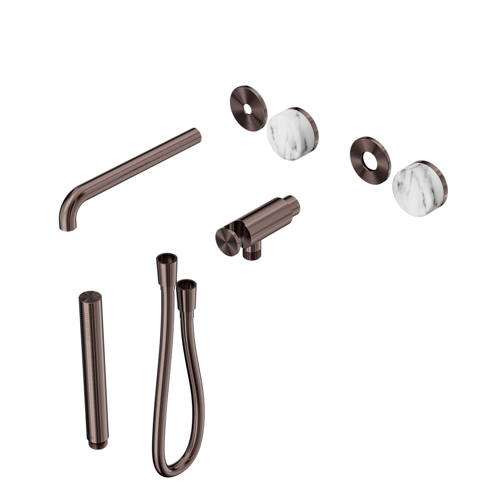 SERENITY PROGRESSIVE SHOWER SYSTEM WITH SPOUT WITH ARABESCATO CORCHIA HANDLE AND SLIM SHOWER TRIM KIT ONLY BRUSHED BRONZE