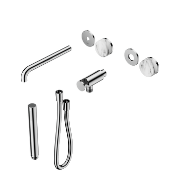 Serenity Progressive Shower System With Spout With Arabescato Corchia Handle And Slim Shower Trim Kit Only Chrome — Chrome