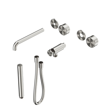 Serenity Progressive Shower System With Spout With Metal Handle And Slim Shower Trim Kit Only Brushed Nickel