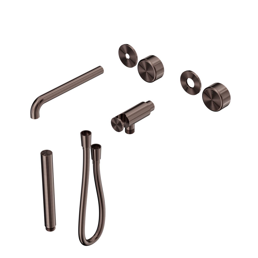 SERENITY PROGRESSIVE SHOWER SYSTEM WITH SPOUT WITH METAL HANDLE AND SLIM SHOWER TRIM KIT ONLY BRUSHED BRONZE