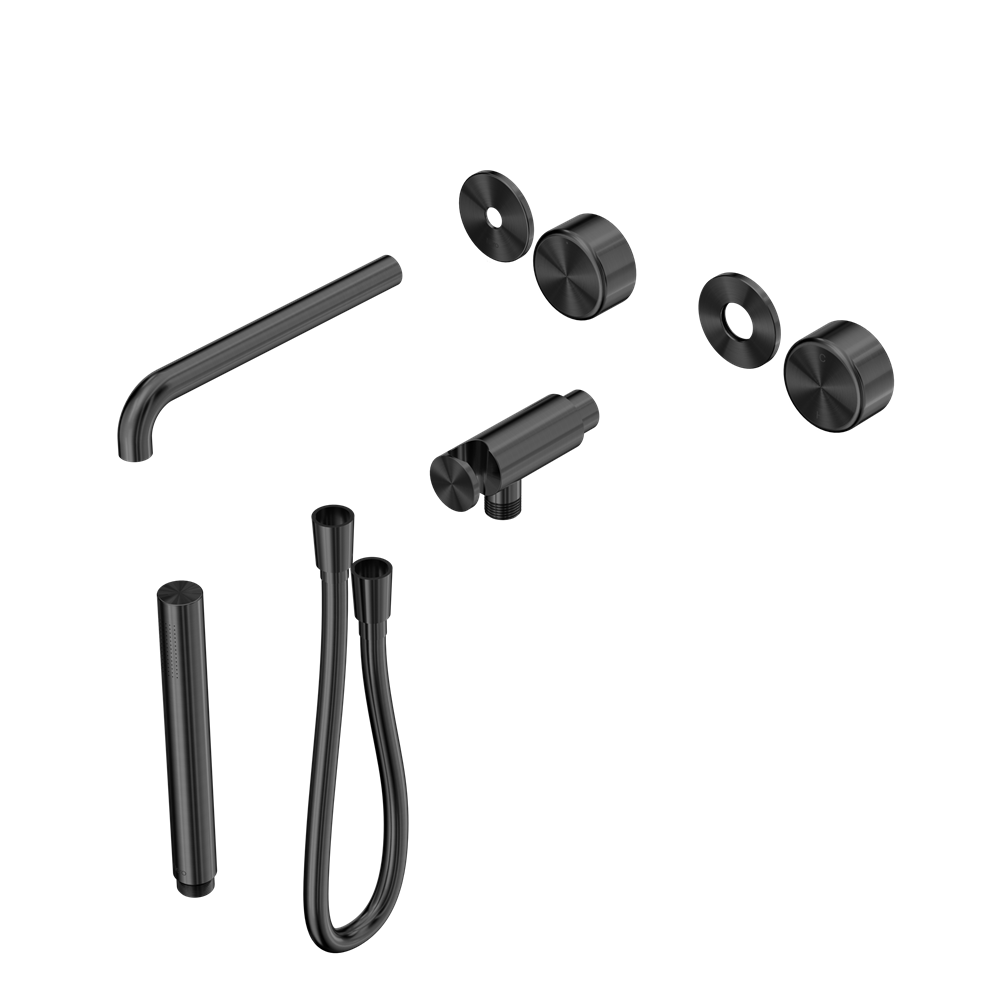 SERENITY PROGRESSIVE SHOWER SYSTEM WITH SPOUT WITH METAL HANDLE AND SLIM SHOWER TRIM KIT ONLY GUN METAL