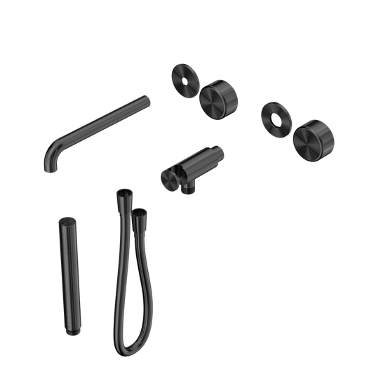 SERENITY PROGRESSIVE SHOWER SYSTEM WITH SPOUT WITH METAL HANDLE AND SLIM SHOWER TRIM KIT ONLY GUN METAL