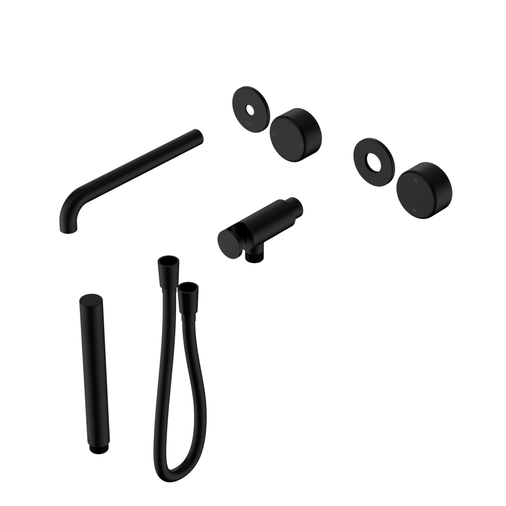 SERENITY PROGRESSIVE SHOWER SYSTEM WITH SPOUT WITH METAL HANDLE AND SLIM SHOWER TRIM KIT ONLY MATTE BLACK