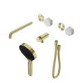 SERENITY PROGRESSIVE SHOWER SYSTEM WITH SPOUT WITH CARRARA HANDLE AND SERENITY HAND SHOWER TRIM KIT ONLY BRUSHED GOLD