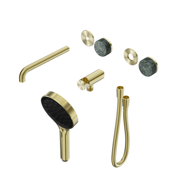 Serenity Progressive Shower System With Spout With Verde Alpi Handle And Serenity Hand Shower Trim Kit Only… — Brushed Gold