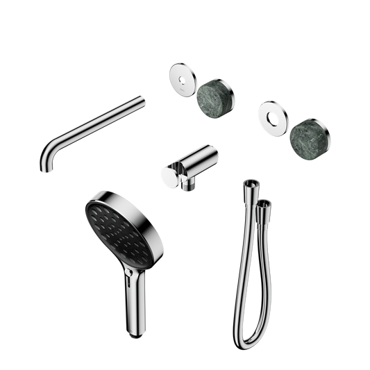 SERENITY PROGRESSIVE SHOWER SYSTEM WITH SPOUT WITH VERDE ALPI HANDLE AND SERENITY HAND SHOWER TRIM KIT ONLY CHROME