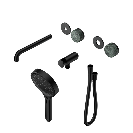 SERENITY PROGRESSIVE SHOWER SYSTEM WITH SPOUT WITH VERDE ALPI HANDLE AND SERENITY HAND SHOWER TRIM KIT ONLY MATTE BLACK