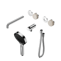 SERENITY PROGRESSIVE SHOWER SYSTEM WITH SPOUT WITH ROME TRAVERTINE HANDLE AND SERENITY HAND SHOWER TRIM KIT ONLY CHROME