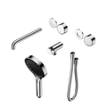 SERENITY PROGRESSIVE SHOWER SYSTEM WITH SPOUT WITH METAL HANDLE AND SERENITY HAND SHOWER TRIM KIT ONLY CHROME
