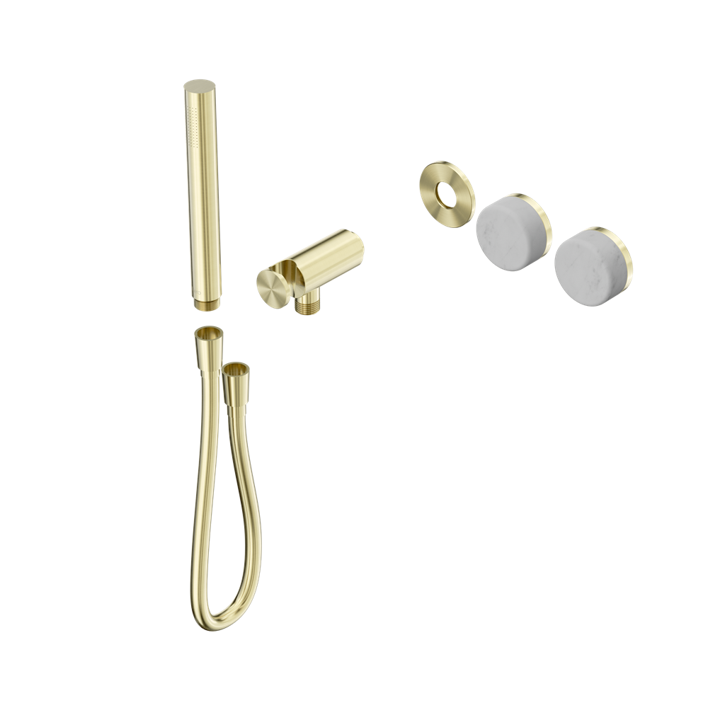 SERENITY PROGRESSIVE SHOWER SYSTEM WITH CARRARA HANDLE AND SLIM SHOWER TRIM KIT ONLY BRUSHED GOLD