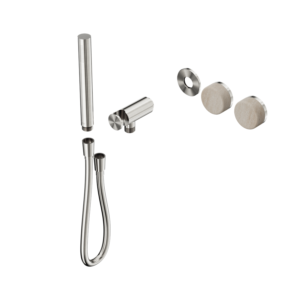 SERENITY PROGRESSIVE SHOWER SYSTEM WITH ROME TRAVERTINE HANDLE AND SLIM SHOWER TRIM KIT ONLY BRUSHED NICKEL