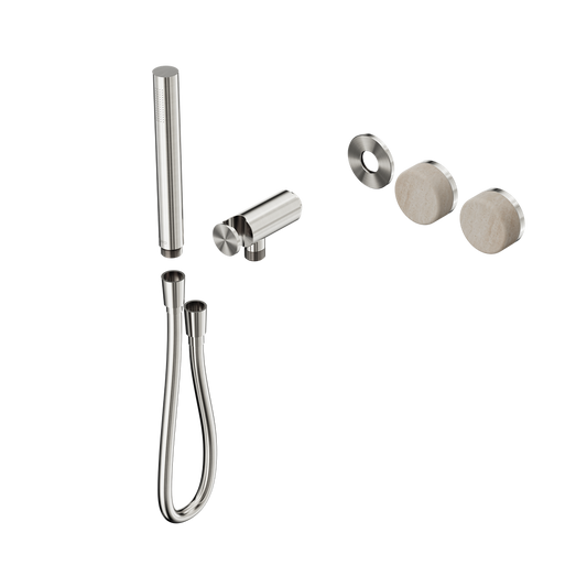 SERENITY PROGRESSIVE SHOWER SYSTEM WITH ROME TRAVERTINE HANDLE AND SLIM SHOWER TRIM KIT ONLY BRUSHED NICKEL