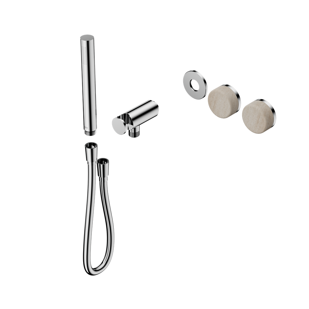 SERENITY PROGRESSIVE SHOWER SYSTEM WITH ROME TRAVERTINE HANDLE AND SLIM SHOWER TRIM KIT ONLY CHROME