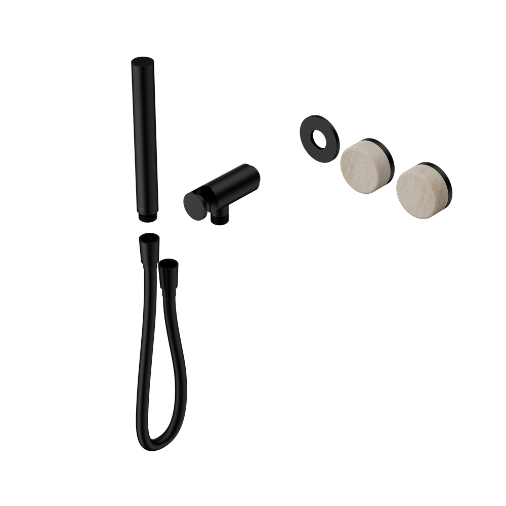 SERENITY PROGRESSIVE SHOWER SYSTEM WITH ROME TRAVERTINE HANDLE AND SLIM SHOWER TRIM KIT ONLY MATTE BLACK