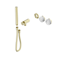 SERENITY PROGRESSIVE SHOWER SYSTEM WITH ARABESCATO CORCHIA HANDLE AND SLIM SHOWER TRIM KIT ONLY BRUSHED GOLD