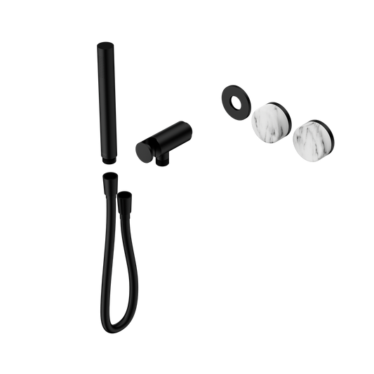 SERENITY PROGRESSIVE SHOWER SYSTEM WITH ARABESCATO CORCHIA HANDLE AND SLIM SHOWER TRIM KIT ONLY MATTE BLACK