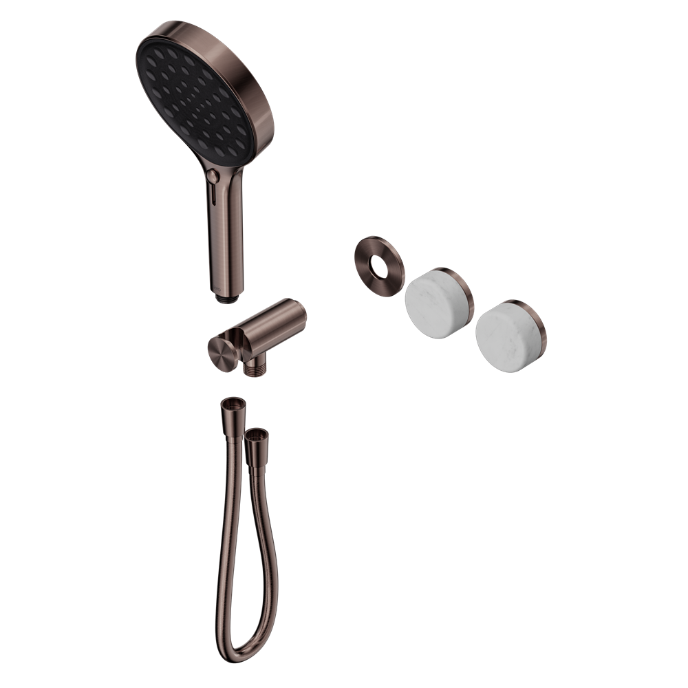 SERENITY PROGRESSIVE SHOWER SYSTEM WITH CARRARA HANDLE AND SERENITY HAND SHOWER TRIM KIT ONLY BRUSHED BRONZE